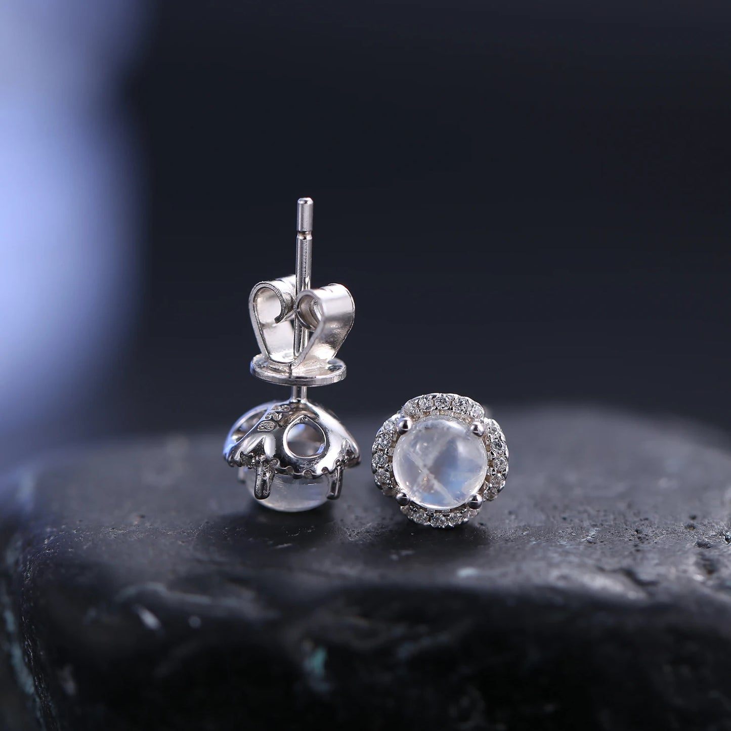 June Birthstone Moonstone Stud Earrings - 925 Sterling Silver | Choosen Jewelry