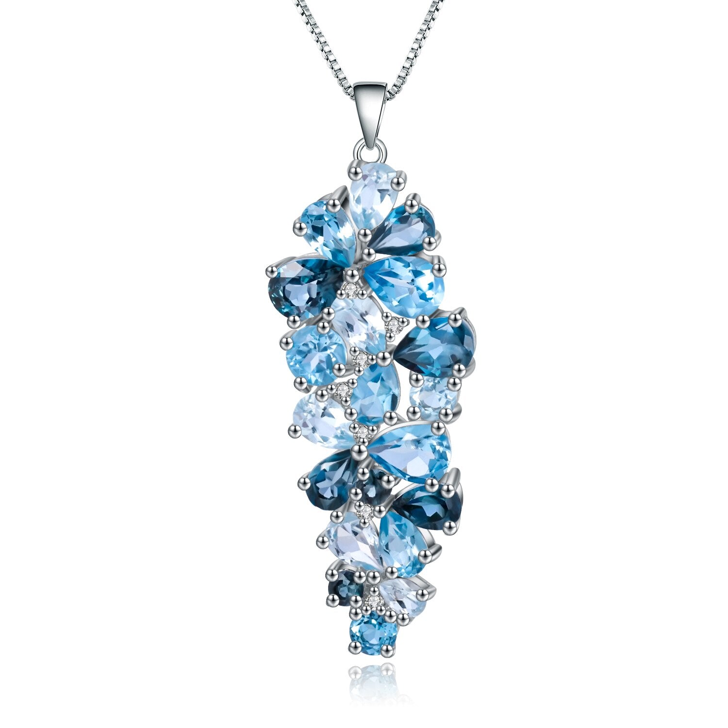 Swiss Blue Topaz Flower Necklace