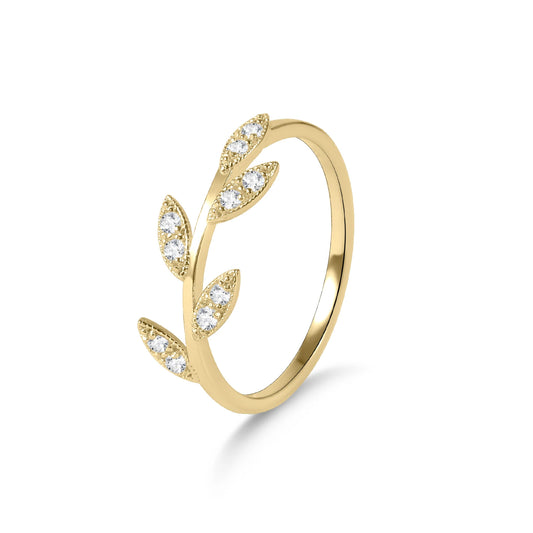 Art Nouveau Moissanite Wedding Band | 14K Gold Leaves Branch Ring | Choosen Jewelry