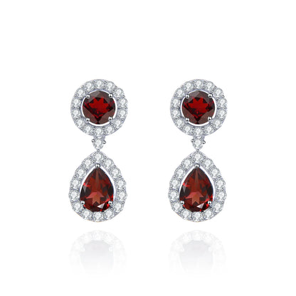 Elegant Garnet Drop Earrings | 925 Sterling Silver | Choosen Jewelry