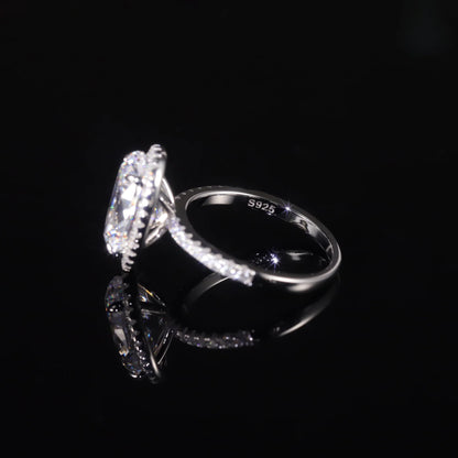 Sterling Silver Oval Halo CZ Engagement Ring - Choosen Jewelry