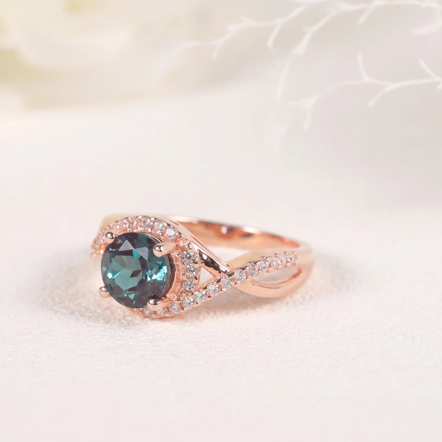 Rose Gold Alexandrite Ring - 925 Sterling Silver June Birthstone Jewelry by Choosen