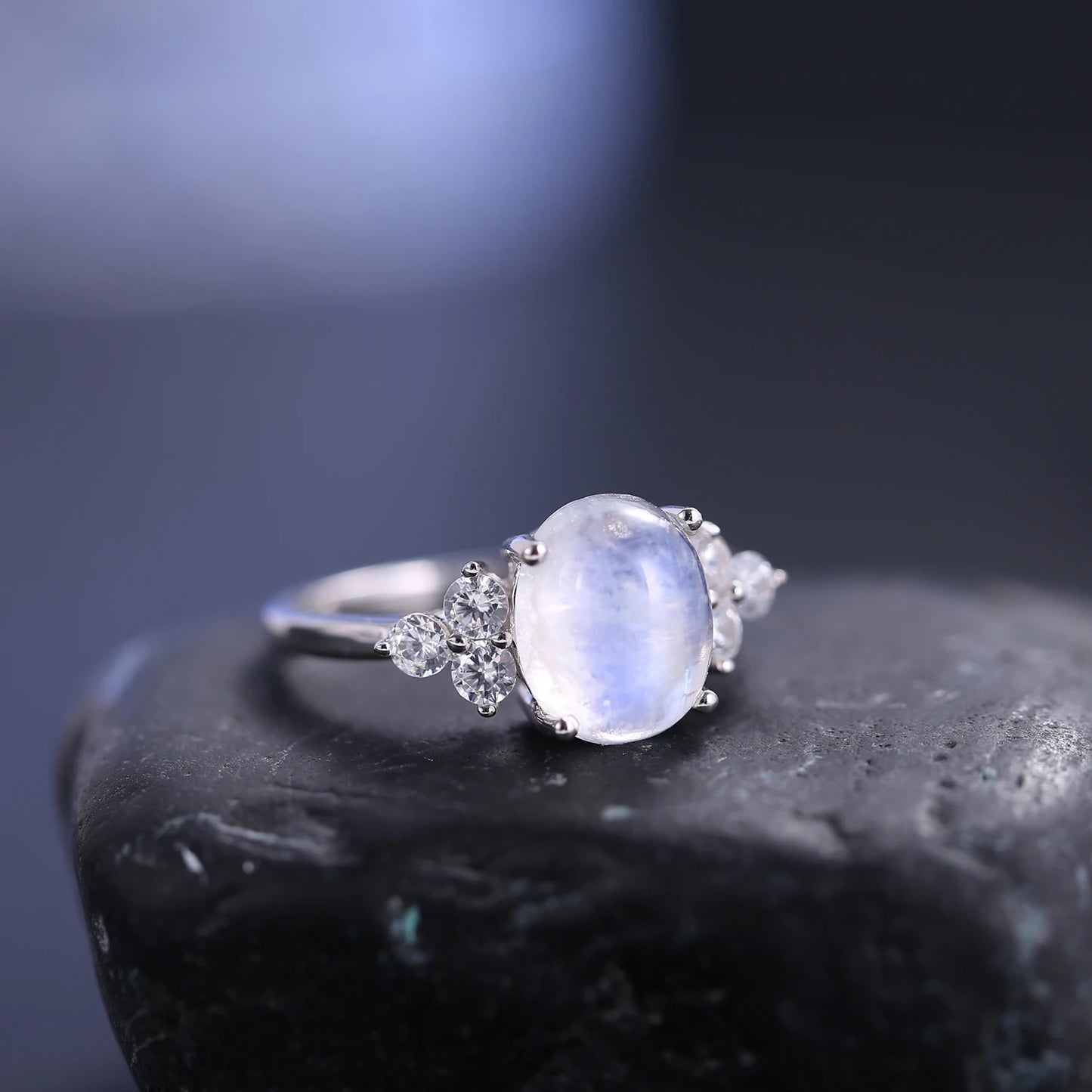 Vintage Moonstone Art Deco Engagement Ring - Choosen Jewelry Sterling Silver