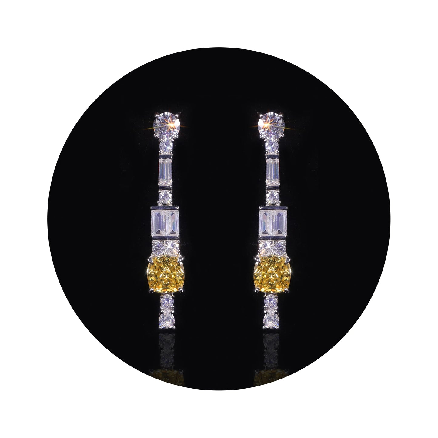 Luxury Yellow Diamond CZ Dangle Earrings - 925 Sterling Silver by Choosen Jewelry