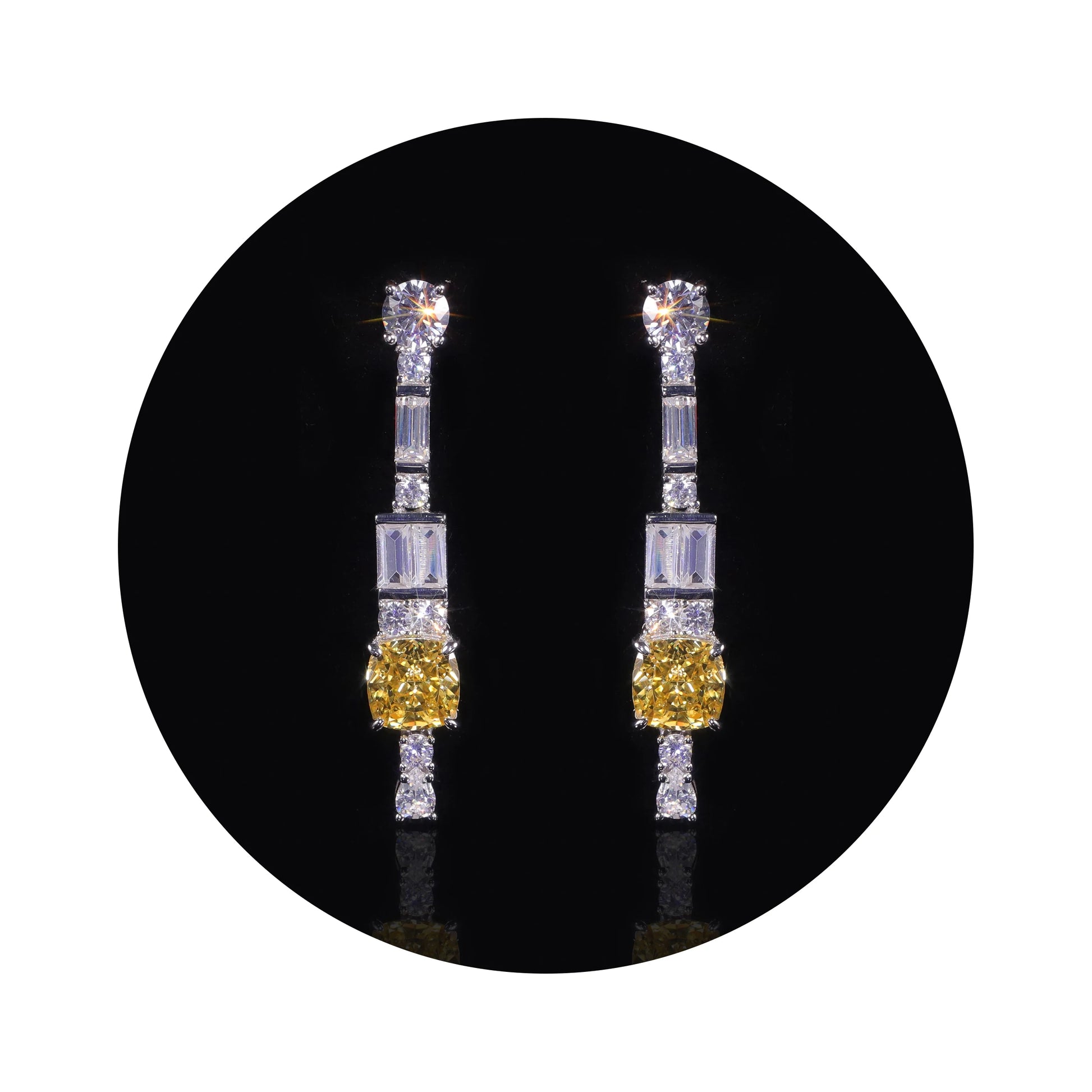 Luxury Yellow Diamond CZ Dangle Earrings - 925 Sterling Silver by Choosen Jewelry