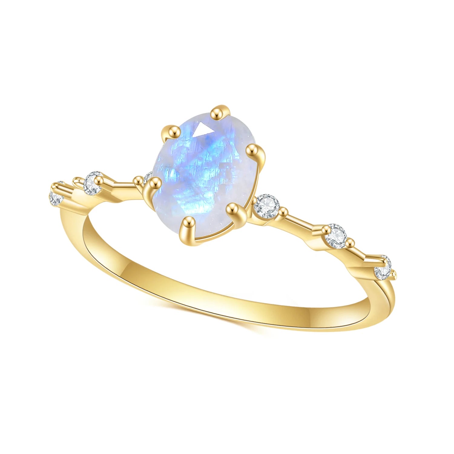 Elegant Moonstone Ring | 925 Sterling Silver with Gold Plating | Handcrafted Women's Gemstone Jewelry | Unique Gift Idea