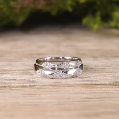 Sterling Silver Moissanite Couple Rings | Choosen Jewelry Wedding Bands