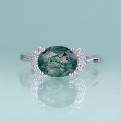 moss agate engagement ring