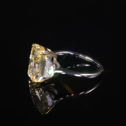 Choosen Jewelry: Fancy Light Yellow CZ Three Stone Engagement Ring in 925 Sterling Silver