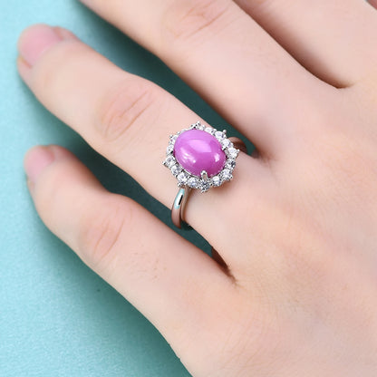 Choosen Jewelry: Lab Blue Lindy Star Sapphire Halo Cocktail Ring in Sterling Silver