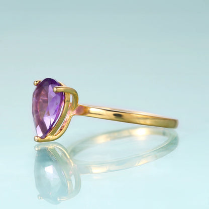 Elegant Pear-Shaped Amethyst Engagement Ring - 925 Sterling Silver | Choosen Jewelry