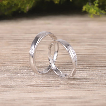 Choosen Jewelry: Moissanite Couple's Wedding Bands in 925 Sterling Silver - Classic Promise Rings