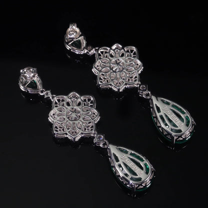 Vintage-Inspired Sterling Silver Emerald Drop Earrings | Choosen Jewelry