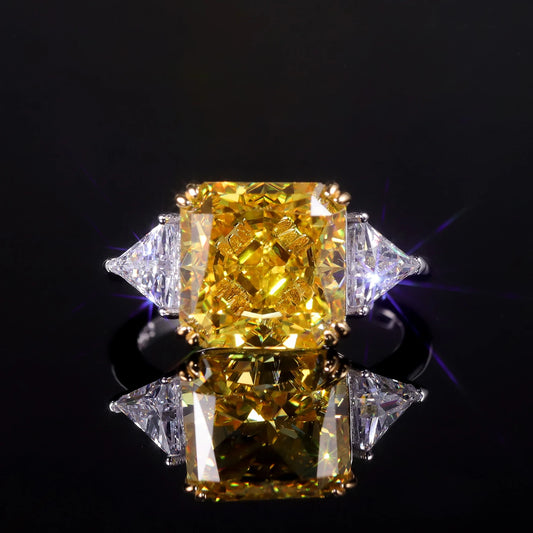 Choosen Jewelry: Vivid Yellow CZ Engagement Ring - 925 Sterling Silver Handmade Luxury Statement Ring