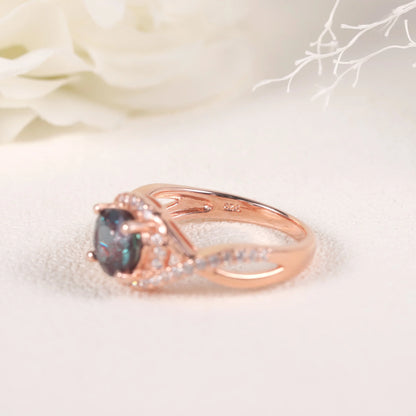 Rose Gold Alexandrite Ring - 925 Sterling Silver June Birthstone Jewelry by Choosen