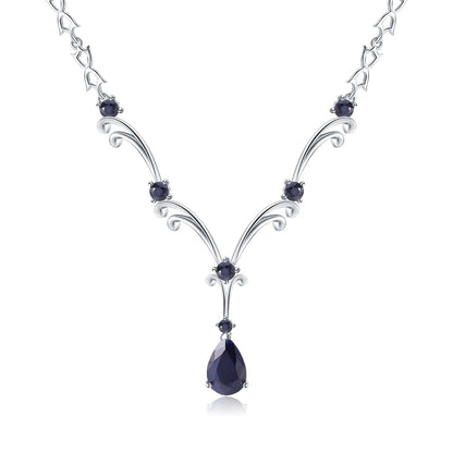 Pear Shaped Blue Sapphire Teardrop Necklace