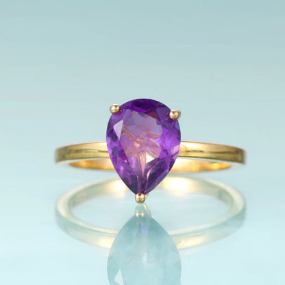 Elegant Pear-Shaped Amethyst Engagement Ring - 925 Sterling Silver | Choosen Jewelry