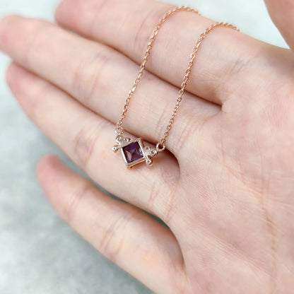 Color Change Lab Alexandrite Square Pendant Necklace | 925 Sterling Silver | Choosen Jewelry