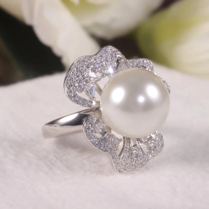 Vintage Art Deco Freshwater Pearl Engagement Ring - 925 Sterling Silver - Choosen Jewelry