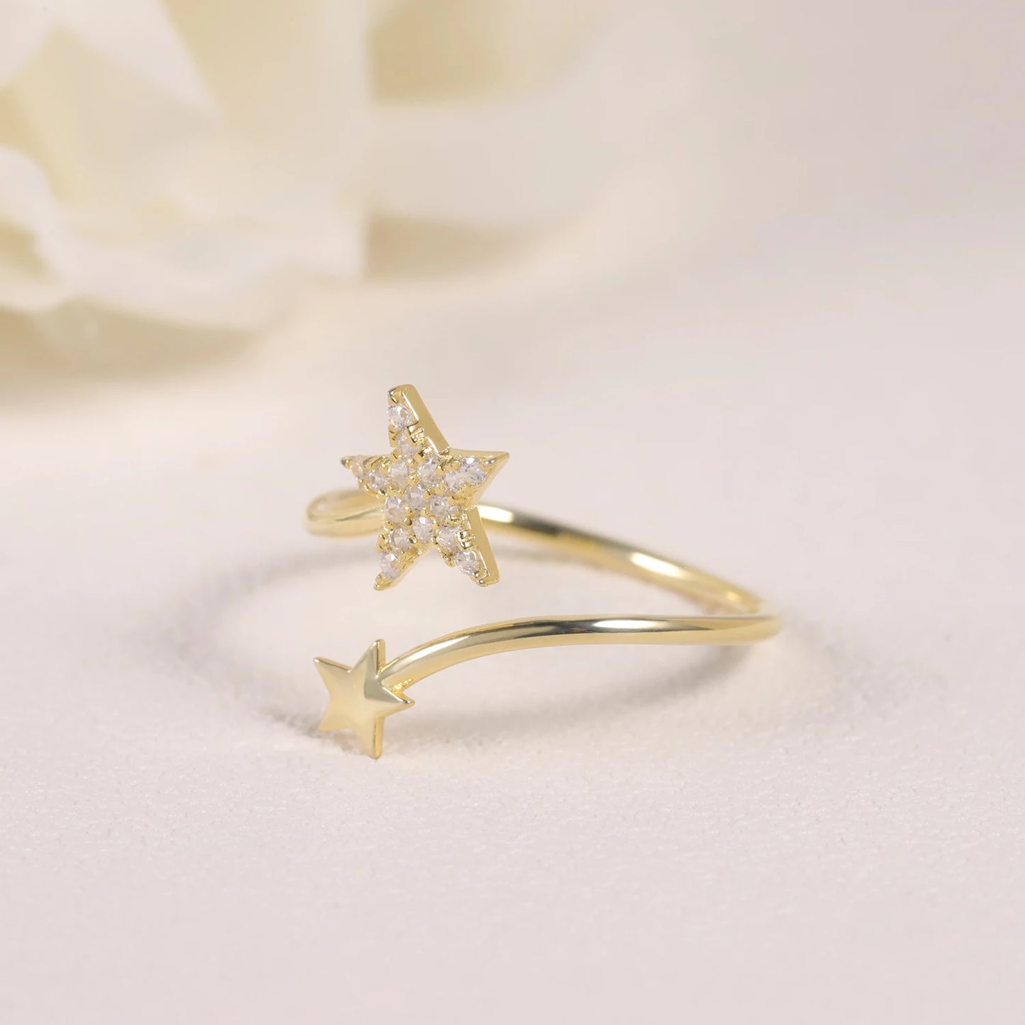 925 Sterling Silver Moissanite Star Ring - Dainty Open Dual Design by Choosen Jewelry