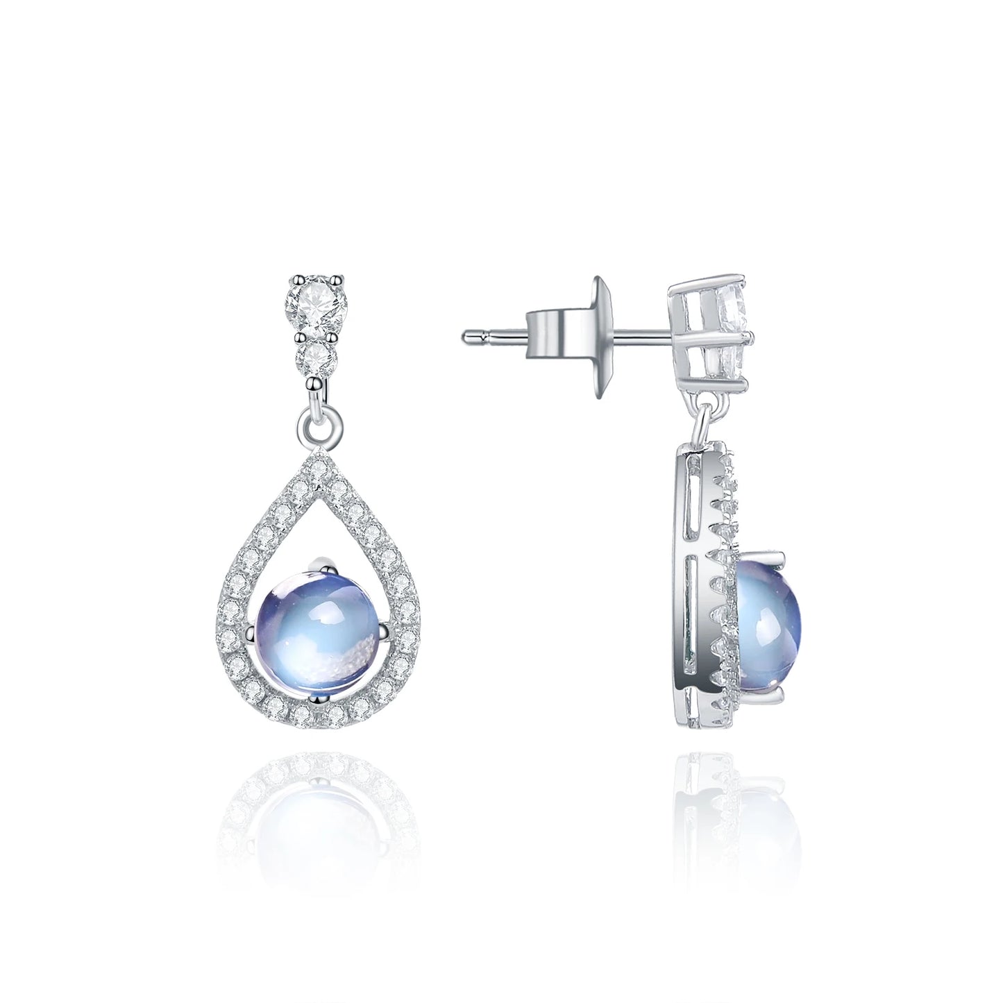 Sterling Silver Moonstone Dangle Earrings - Choosen Jewelry Healing Crystal Fine Jewelry for Women