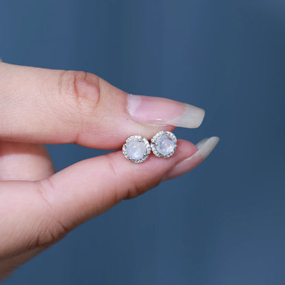 June Birthstone Moonstone Stud Earrings - 925 Sterling Silver | Choosen Jewelry