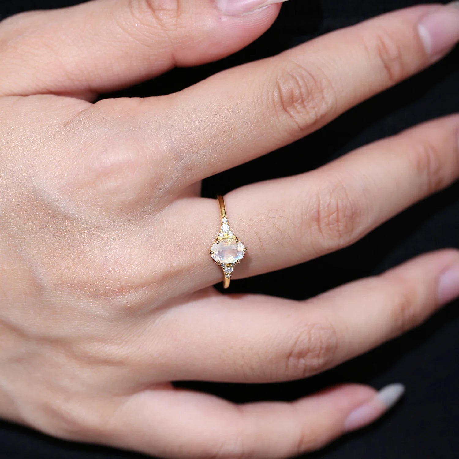 Elegant Moonstone Ring - Gold Plated, Ideal for Engagement, Anniversary, or Special Occasions, Delicate Design, Premium Quality Jewelry