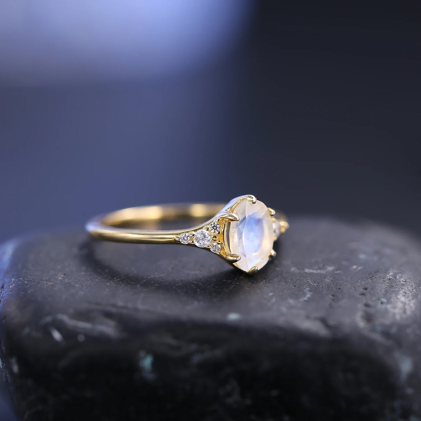 Elegant Moonstone Ring - Gold Plated, Ideal for Engagement, Anniversary, or Special Occasions, Delicate Design, Premium Quality Jewelry