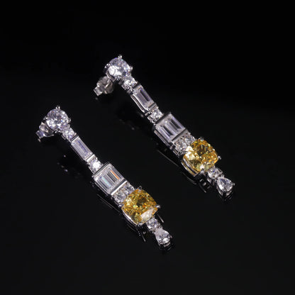 Luxury Yellow Diamond CZ Dangle Earrings - 925 Sterling Silver by Choosen Jewelry