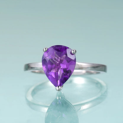 Elegant Pear-Shaped Amethyst Engagement Ring - 925 Sterling Silver | Choosen Jewelry