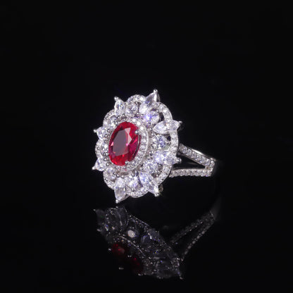 Vintage Art Deco Ruby Engagement Ring - 925 Sterling Silver - Choosen Jewelry