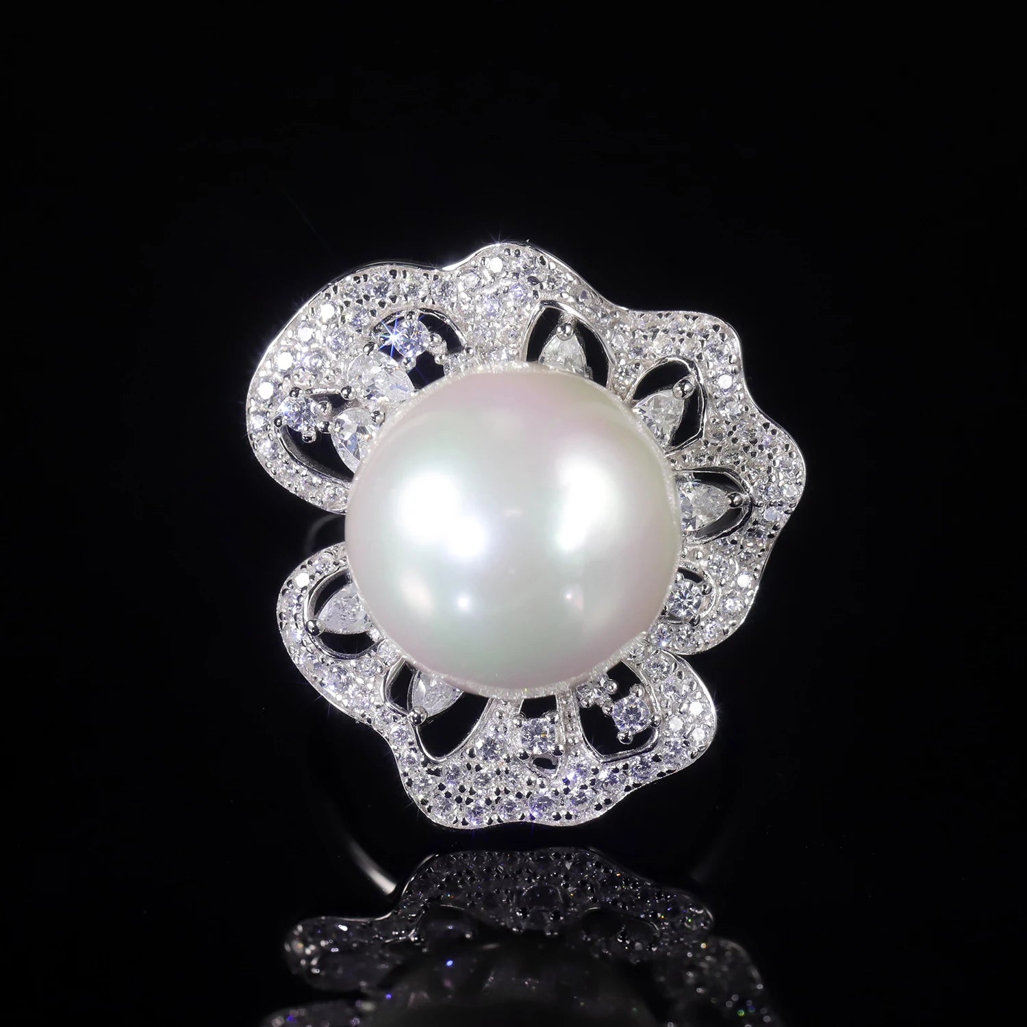 Vintage Art Deco Freshwater Pearl Engagement Ring - 925 Sterling Silver - Choosen Jewelry