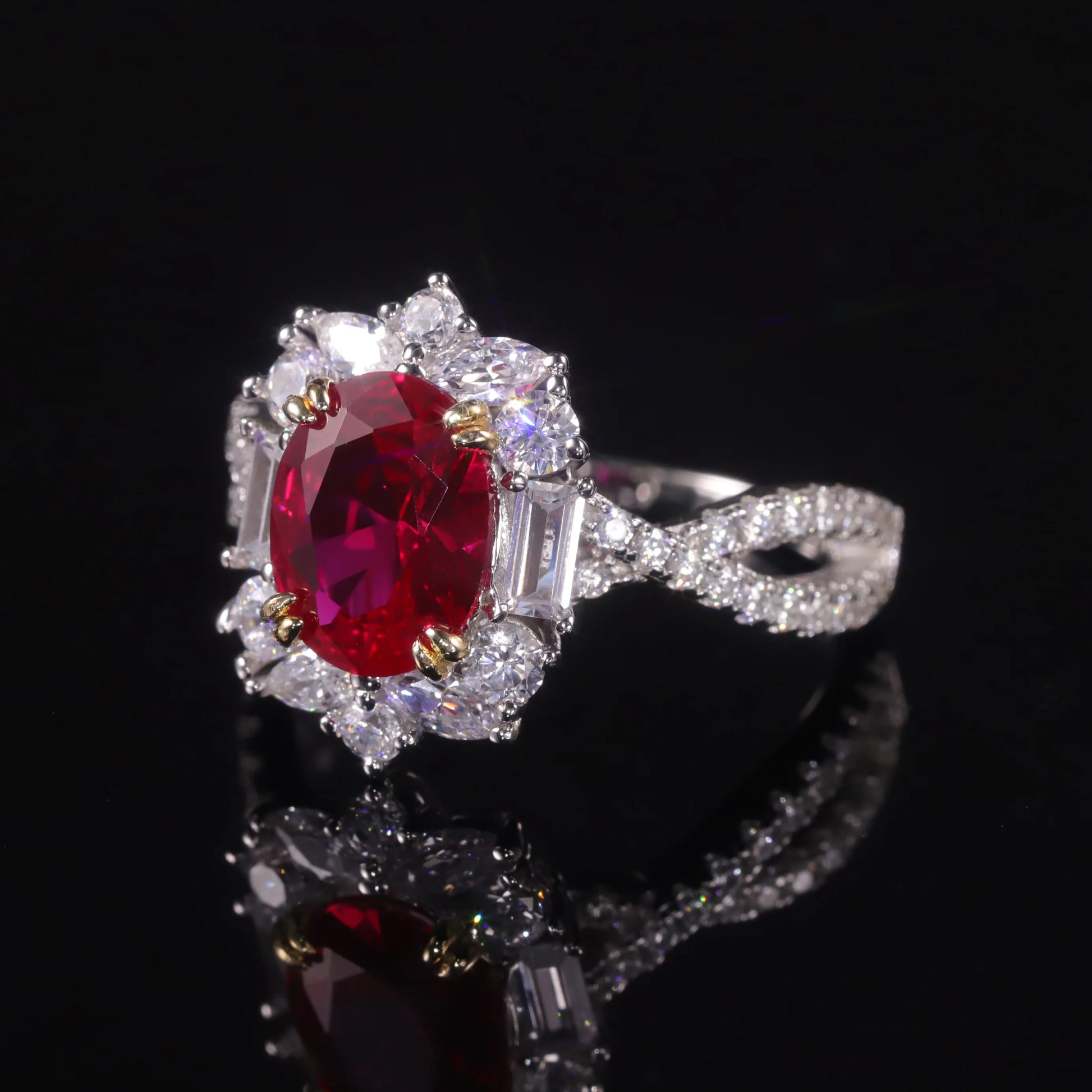 Vintage-Inspired Sterling Silver Lab Ruby Cocktail Ring | Choosen Jewelry