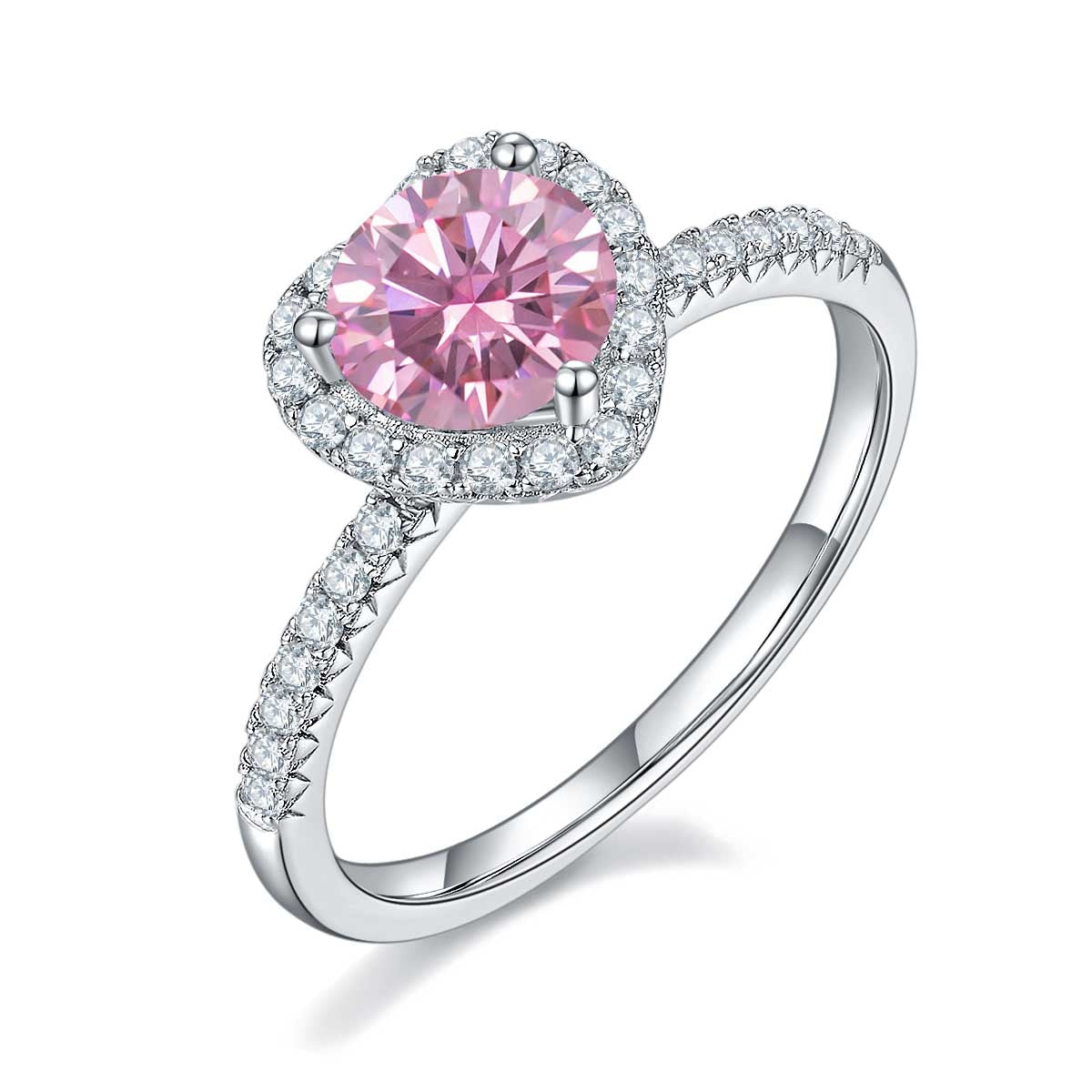 Heart Shaped Pink Moissanite Ring