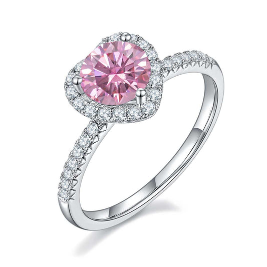 Heart Shaped Pink Moissanite Ring