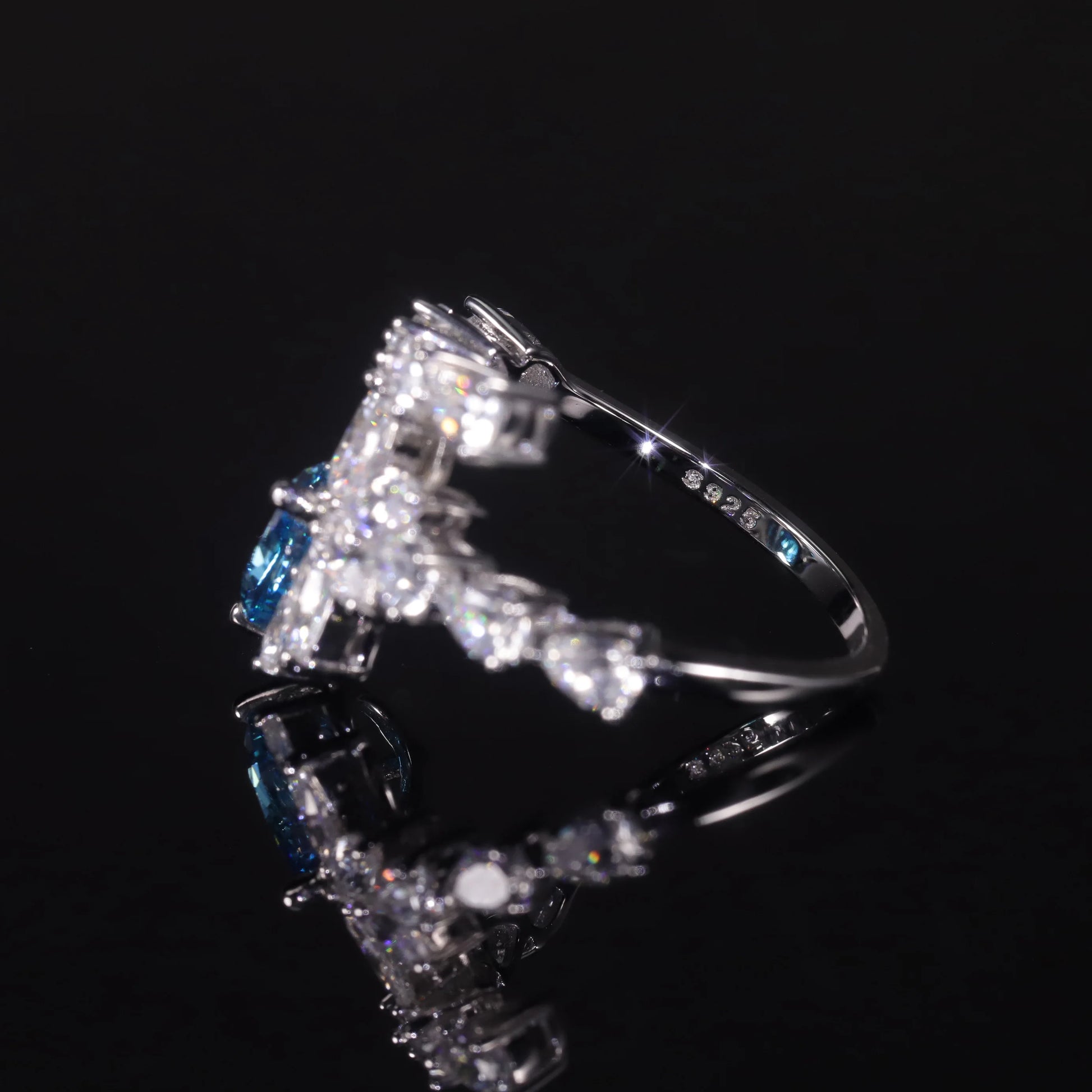 Choosen Jewelry: Aqua Blue & Pink CZ Sterling Silver Snake Bypass Cocktail Ring