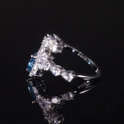 Choosen Jewelry: Aqua Blue & Pink CZ Sterling Silver Snake Bypass Cocktail Ring