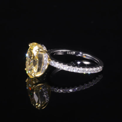 Oval Yellow CZ Diamond Engagement Ring - 925 Sterling Silver - Choosen Jewelry