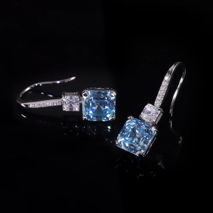 Elegant Aqua Blue CZ Dangle Earrings | 925 Sterling Silver | Choosen Jewelry