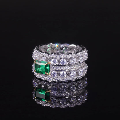 Synthetic Emerald Art Deco Ring - 925 Sterling Silver | Choosen Jewelry