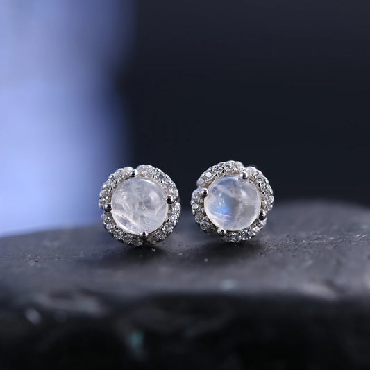 June Birthstone Moonstone Stud Earrings - 925 Sterling Silver | Choosen Jewelry