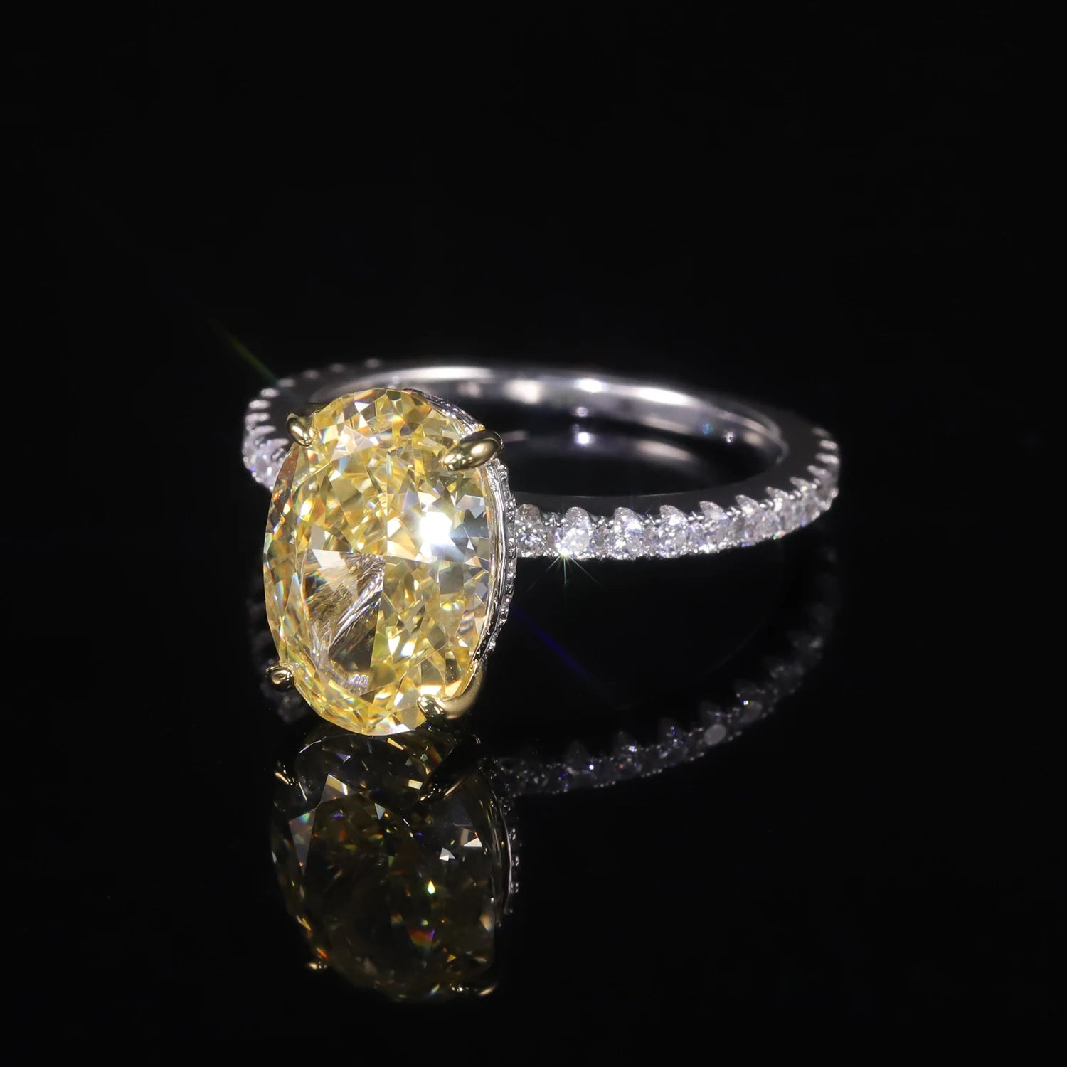 Oval Yellow CZ Diamond Engagement Ring - 925 Sterling Silver - Choosen Jewelry