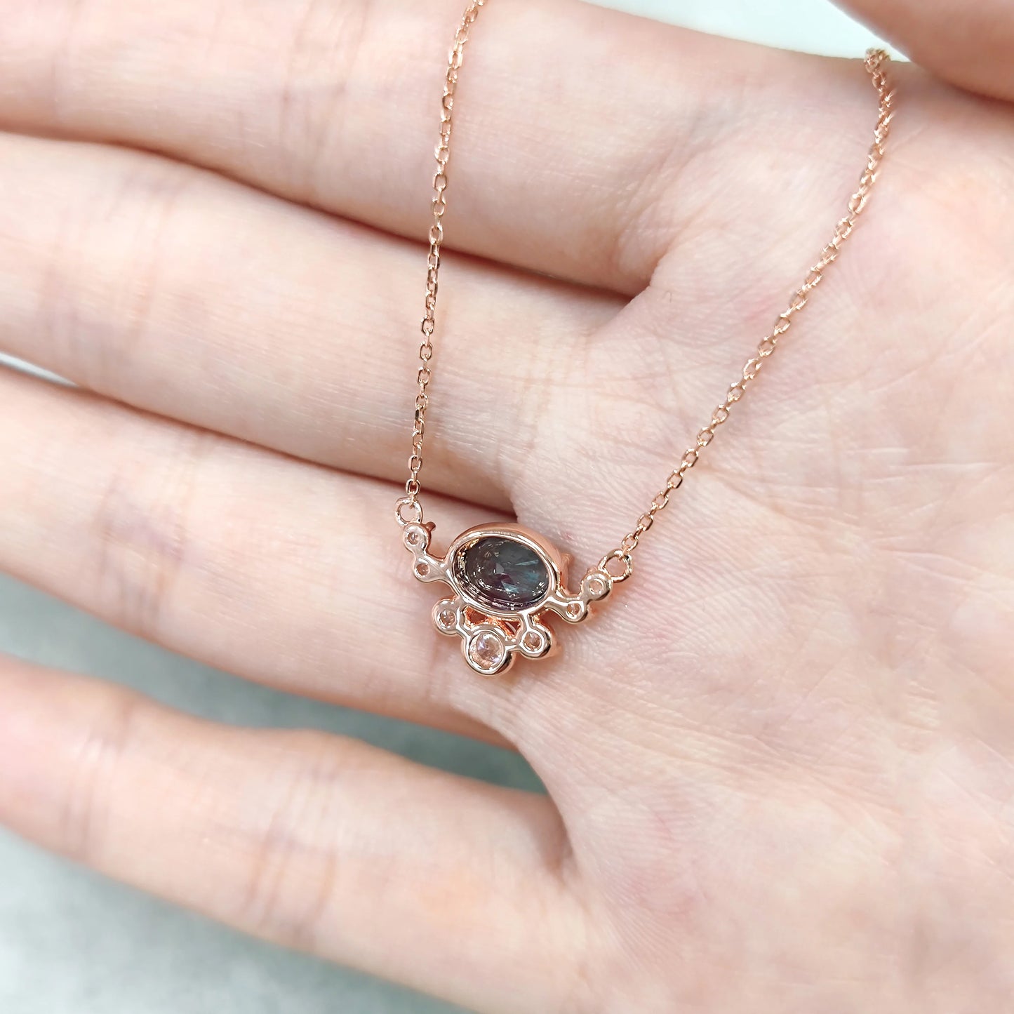 Rose Gold 925 Sterling Silver Alexandrite Necklace | Choosen Jewelry