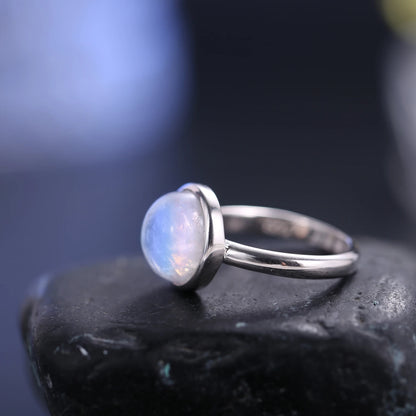 Sterling Silver Rainbow Moonstone Ring - June Birthstone Jewelry by Choosen