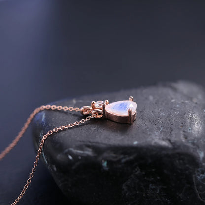 Elegant Rainbow Moonstone Pendant Necklace - 925 Sterling Silver - Choosen Jewelry