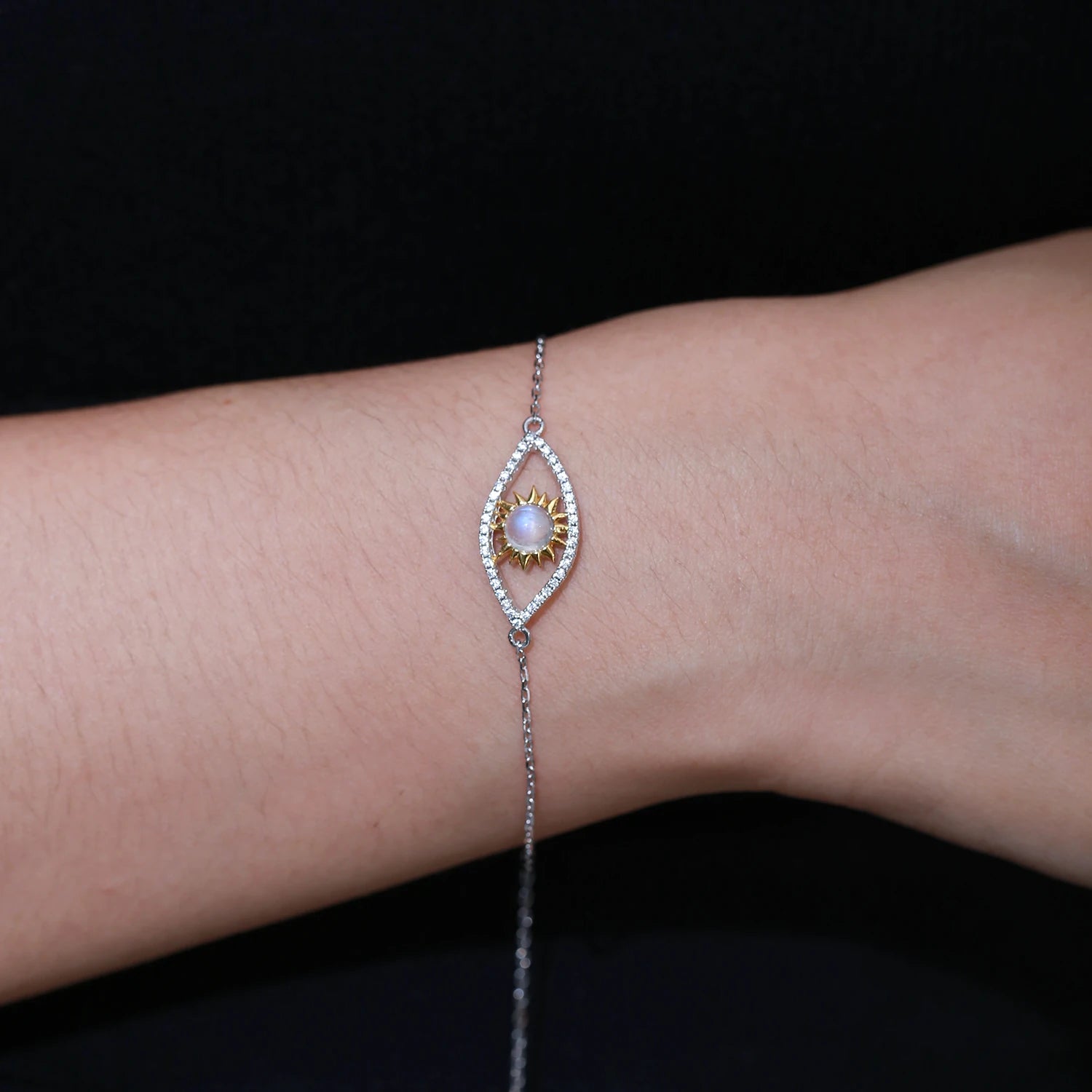 June Birthstone Moonstone Bracelet - 925 Sterling Silver Turkish Eye Jewelry by Choosen