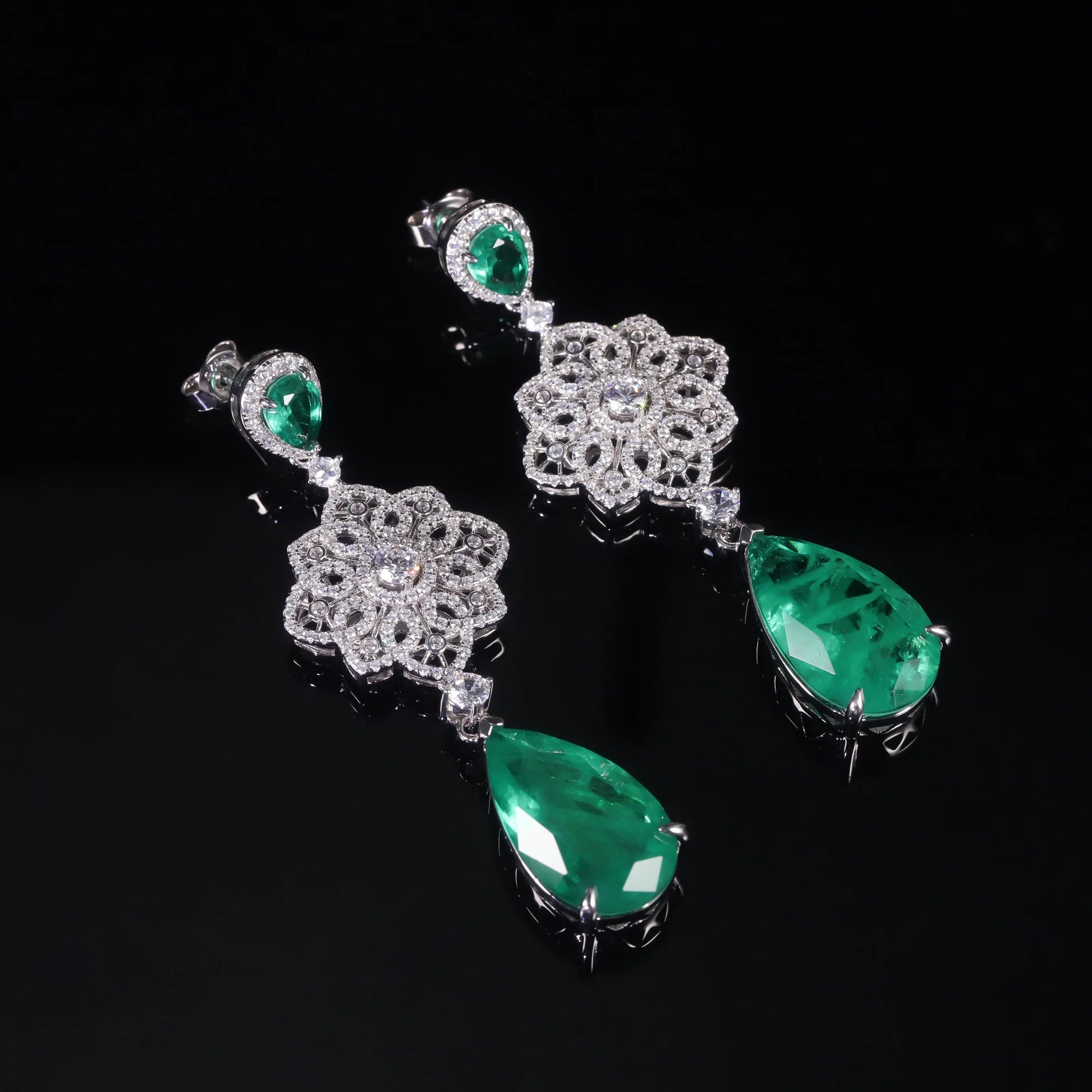 Vintage-Inspired Sterling Silver Emerald Drop Earrings | Choosen Jewelry