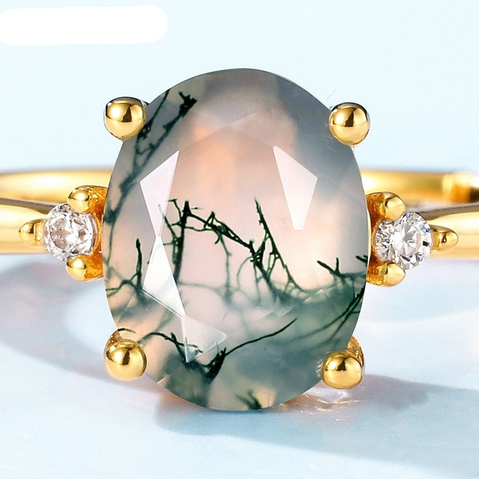 green moss agate ring