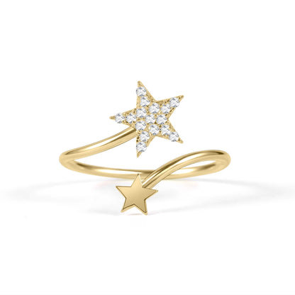 925 Sterling Silver Moissanite Star Ring - Dainty Open Dual Design by Choosen Jewelry