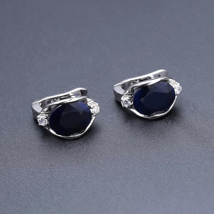 Oval Gemstone Earrings, Lever Back Earrings, 925 Sterling Silver